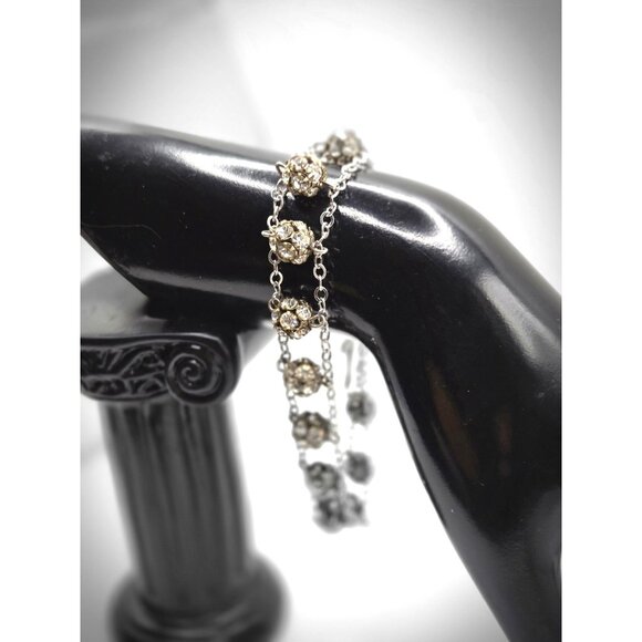 Vintage Chapel Sterling Silver Signed Rosary Bracelet Aurora Borealis Crystal 8" - Picture 6 of 8